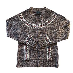🍄‍🟫EVC🍄‍🟫 Vintage Fair Isle Marled Zipper Cardigan, Size Small